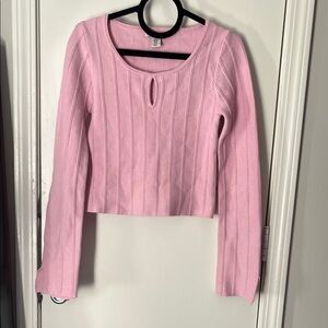 Pink Ribbed Long Sleeve Sweater